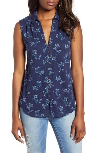 Women's Lucky Brand Floral Tank - Blue