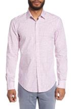 Men's Boss Ronni Extra Trim Fit Plaid Sport Shirt - Pink