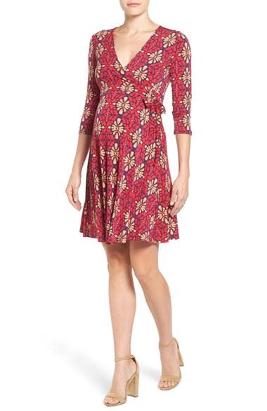 Women's Leota 'perfect Wrap' Maternity Dress - Beige