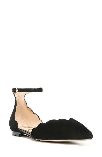 Women's Sam Edelman Rowan Scalloped Pointy Toe Flat M - Black