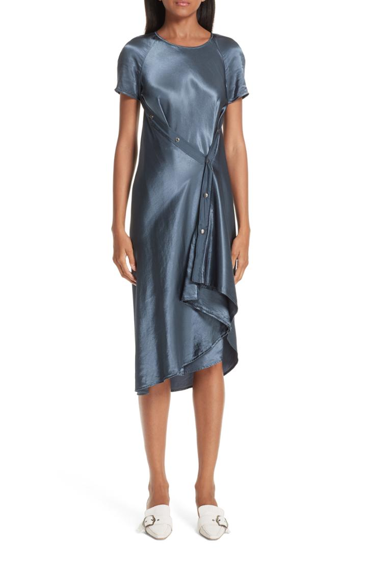 Women's Sies Marjan Sophie Snap Detail Satin Dress - Grey