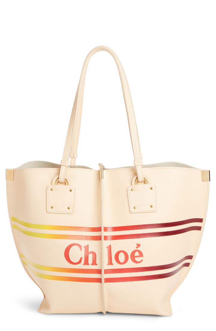 Chloe Vick Leather Tote - Beige
