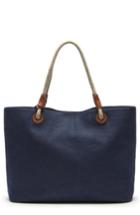 Sole Society Faux Leather Oversize Tote - Blue