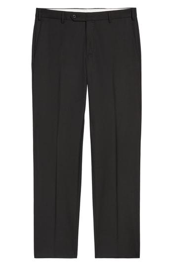 Men's Zanella Parker Flat Front Solid Wool Trousers