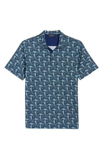 Men's Bugatchi Classic Fit Broken Lines Polo - Blue