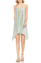Women's Vince Camuto Sharkbite Stripe Cotton Blend Gauze Dress, Size - Green