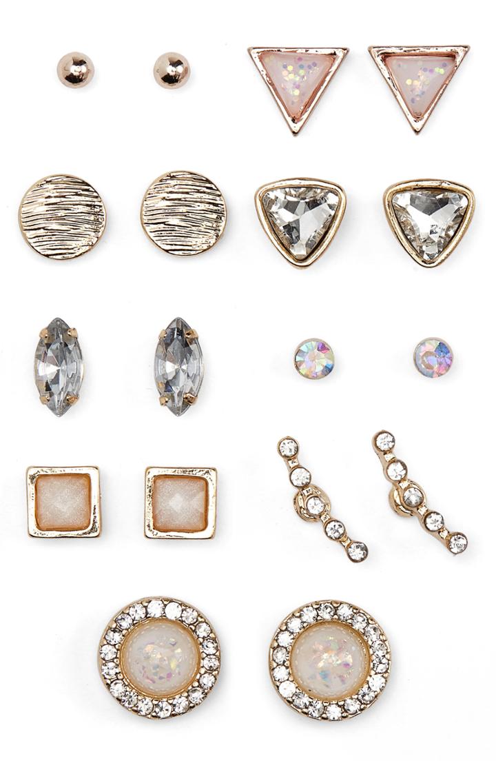 Women's Bp. Set Of 9 Crystal Stud Earrings