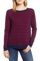 Women's Vineyard Vines Stripe Zip Back Crewneck Sweater - Blue