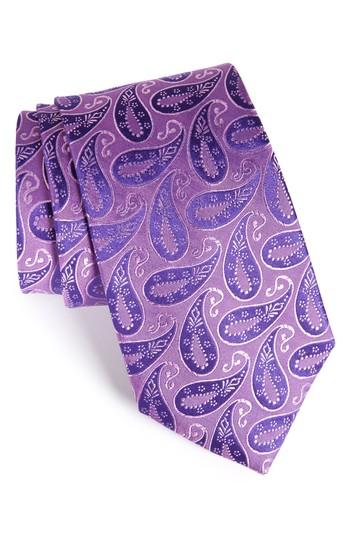 Men's Nordstrom Men's Shop Modern Paisley Silk Tie, Size X-long - Purple