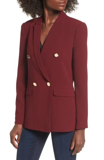 Women's Mural Oversize Double Breasted Blazer - Burgundy
