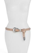 Women's B-low The Belt 'barcelona' Studded Leather Belt - Almond/ Silver