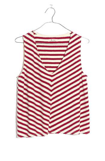 Women's Madewell Chevron Stripe Swing Tank, Size - Red
