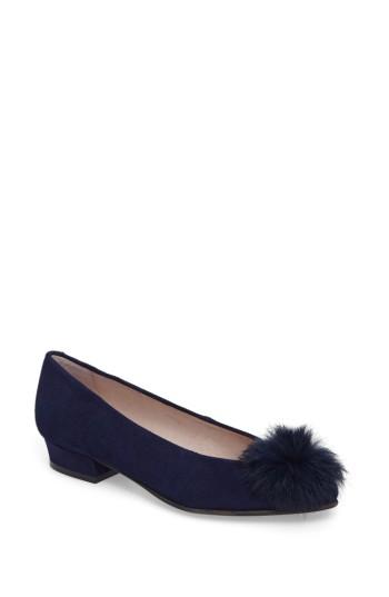 Women's Patricia Green Sandy Flat With Genuine Rabbit Fur Pom M - Blue