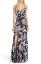 Women's Nicholas Garden Rose Silk Maxi Dress - Blue