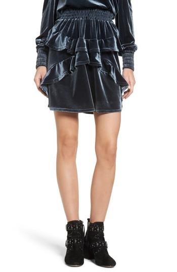 Women's The Fifth Label Exhibition Ruffle Velvet Skirt - Grey