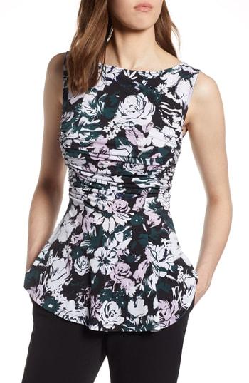Women's Halogen Shirred Detail Sleeveless Blouse, Size - Black