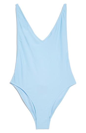 Women's Topshop Pamela One-piece Swimsuit Us (fits Like 10-12) - Blue