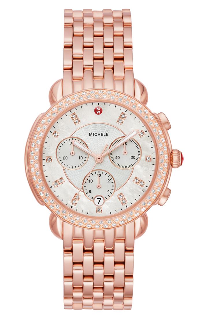 Women's Michele Sidney 18 Chronograph Diamond Bracelet Watch, 38mm