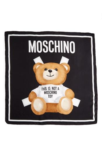 Women's Moschino Paper Doll Bear Silk Scarf, Size - Black