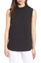 Women's Ming Wang Ruffle Mock Neck Tank Top - Black