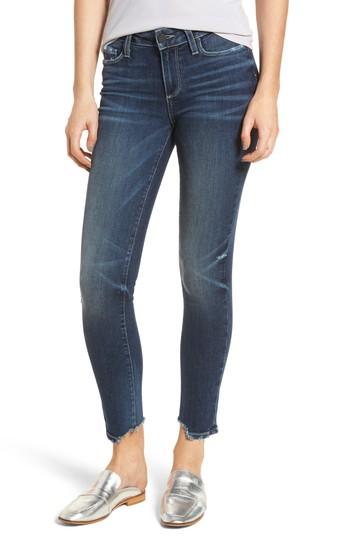 Women's Paige Skyline Shredded Hem Ankle Skinny Jeans - Blue
