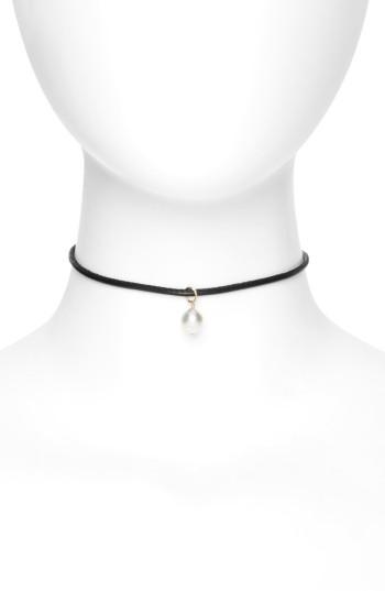 Women's Mizuki Pearl & Leather Choker Necklace