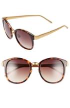 Women's Linda Farrow D-frame 52mm 24 Karat Gold Trim Sunglasses - Tortoise/ Brown Grad