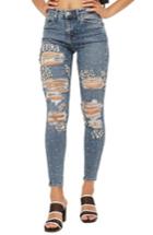 Women's Topshop Limited Edition Jamie Gem Encrusted Skinny Jeans X 30 - Blue