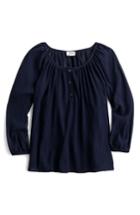 Women's J.crew Point Sur Crinkled Silk Blend Popover Top - Blue