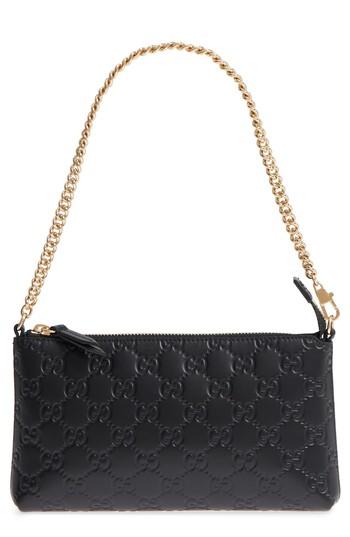 Women's Gucci Gg Leather Wallet On A Chain - Black