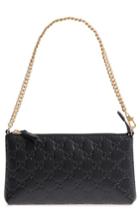 Women's Gucci Gg Leather Wallet On A Chain - Black