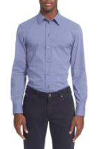 Men's Armani Collezioni Trim Fit Check Sport Shirt - Blue