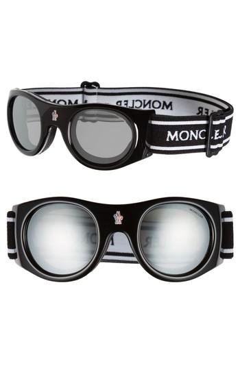 Men's Moncler Anti-fog Goggles - Shiny Black/ Smoke/ Silver