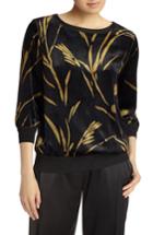 Women's Lafayette 148 New York Nessa Golden Bloom Velvet Blouse, Size - Black