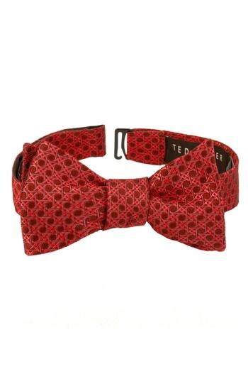 Men's Ted Baker London Geometric Silk Bow Tie, Size - Red