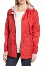 Women's Bernardo Solid To Stripe Reversible Jacket - Red