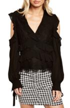 Women's Bardot Florentine Cold Shoulder Lace Top - Black