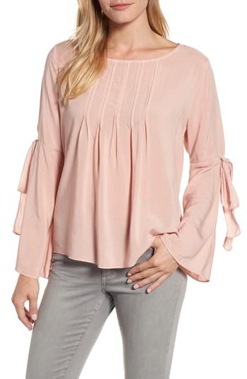 Women's Velvet By Graham & Spencer Tie Bell Sleeve Blouse - Pink