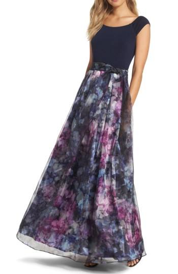 Women's Eliza J Mixed Media Ballgown - Blue