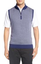 Men's Bobby Jones Quarter Zip Herringbone Merino Wool Sweater Vest - Blue