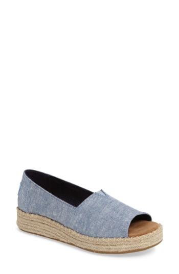 Women's Toms Open Toe Platform Espadrille .5 M - Blue