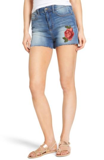 Women's Sp Black Flower Embroidered Cutoff Shorts