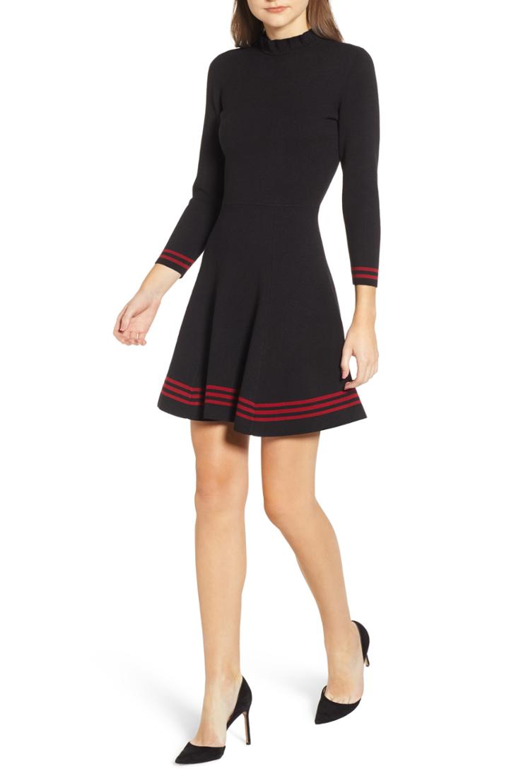 Women's Anne Klein Champagne Dot Fit & Flare Dress - Metallic