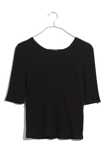 Women's Madewell Open Back Rib Tee, Size - Black