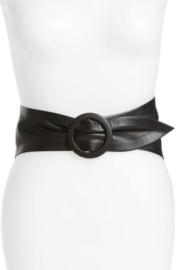 Women's Iro Aloyta Wide Lambskin Leather Belt - Black