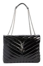 Saint Laurent Medium Loulou Patent Leather Shoulder Bag - Black