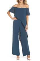 Women's Adrianna Papell Off The Shoulder Crepe Jumpsuit - Blue/green