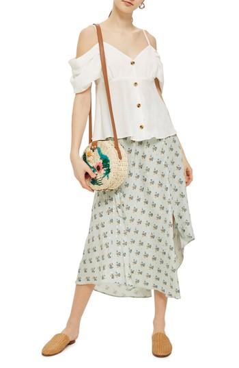 Women's Topshop Cold Shoulder Button Top Us (fits Like 0) - Ivory