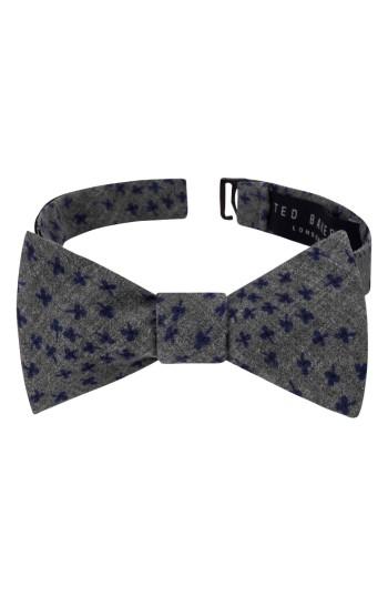 Men's Ted Baker London Floral Wool Bow Tie, Size - Grey