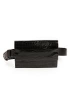 Women's Halogen Croc Embossed Faux Leather Belt Bag - Black